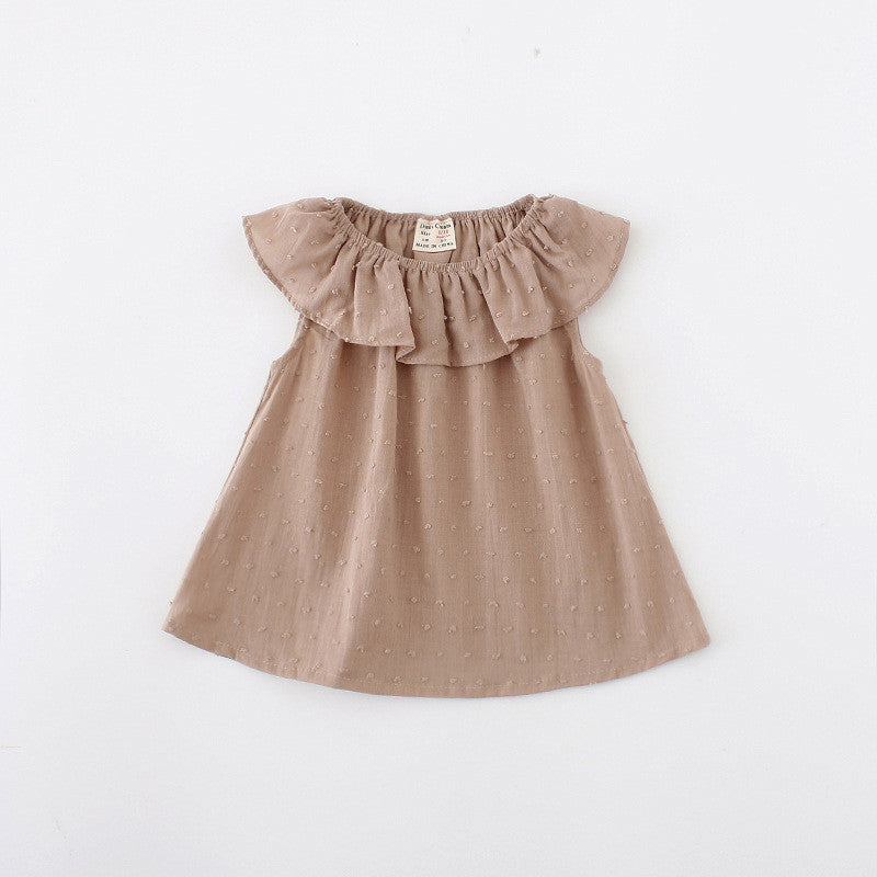 Summer Girls Clothes Lotus Leaf Collar Sleeveless Solid Shirt Casual Girls Shirt Children Blouse for Girls - CelebritystyleFashion.com.au online clothing shop australia