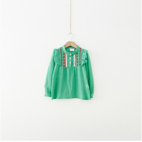 Baby Girls Long Sleeve Tee Shirts Ruffle Embroidered Tops T-shirts - CelebritystyleFashion.com.au online clothing shop australia