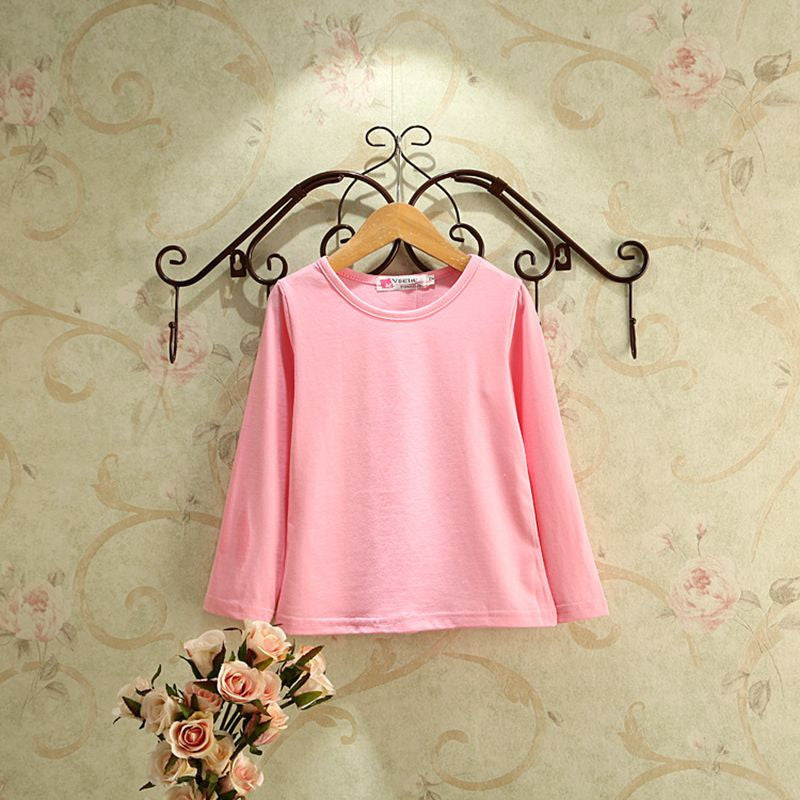 Spring Summer Children boy girl COTTON T shirt, kids solid candy color unisex bottoming shirt clothes - CelebritystyleFashion.com.au online clothing shop australia