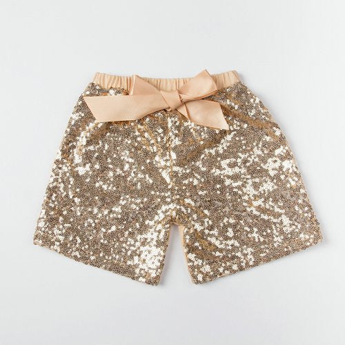 Baby Girls Shorts Golden Sequin Shorts With Bow Summer Children Girls Shiny Short Pants - CelebritystyleFashion.com.au online clothing shop australia