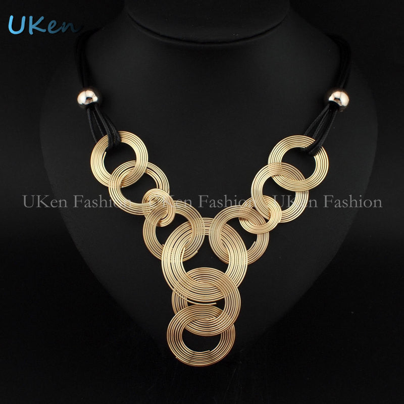 DanfosBlack Chain Weave Circle Metal Wire Chokers Colares Pendants Necklaces Statement Jewelry Collar collier femme N2929 - CelebritystyleFashion.com.au online clothing shop australia