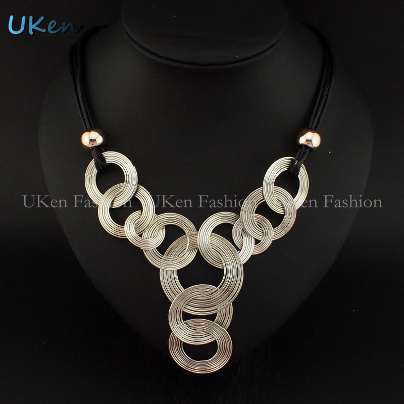 DanfosBlack Chain Weave Circle Metal Wire Chokers Colares Pendants Necklaces Statement Jewelry Collar collier femme N2929 - CelebritystyleFashion.com.au online clothing shop australia