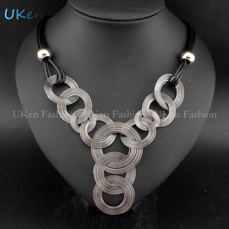 DanfosBlack Chain Weave Circle Metal Wire Chokers Colares Pendants Necklaces Statement Jewelry Collar collier femme N2929 - CelebritystyleFashion.com.au online clothing shop australia