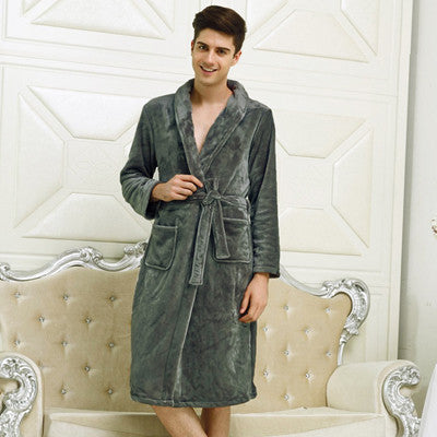 Lovers Luxury Silk Flannel Winter Long Bathrobe Mens Kimono Bath Robe Men Women Night Dressing Gown Male Bathrobes - CelebritystyleFashion.com.au online clothing shop australia