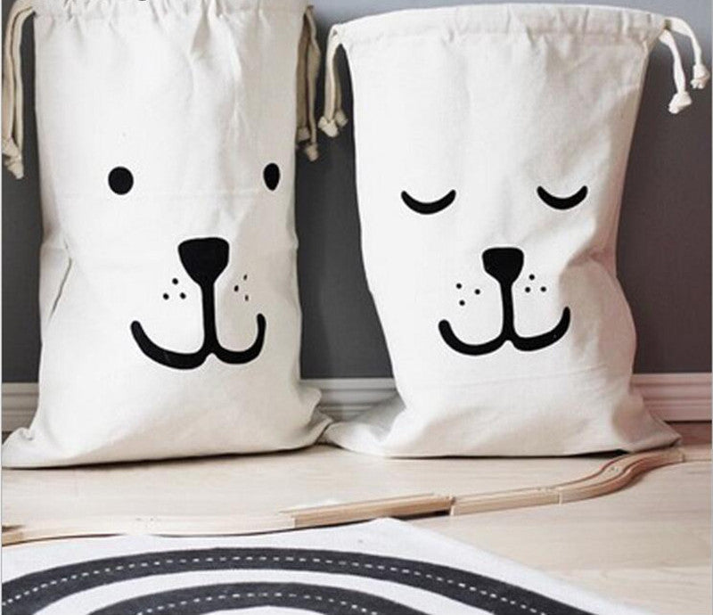 Large Baby Toys Storage Canvas Bags Bear Batman Laundry Hanging Drawstring Bag Cute Household Canvas Pouch Bag Wall Pocket