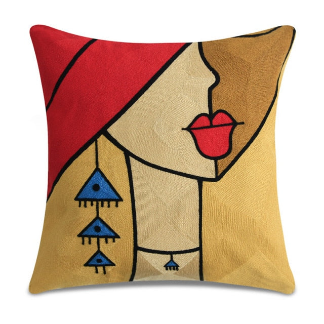 Embroidery Pillowcase Cushions Covers Picasso Decorative Throw Pillows Covers for Sofa Car Abstract Pillowcase