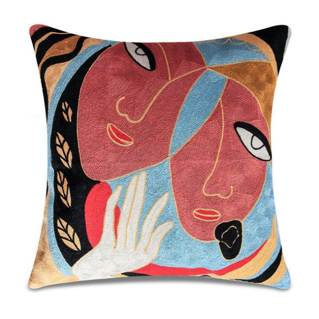 Embroidery Pillowcase Cushions Covers Picasso Decorative Throw Pillows Covers for Sofa Car Abstract Pillowcase