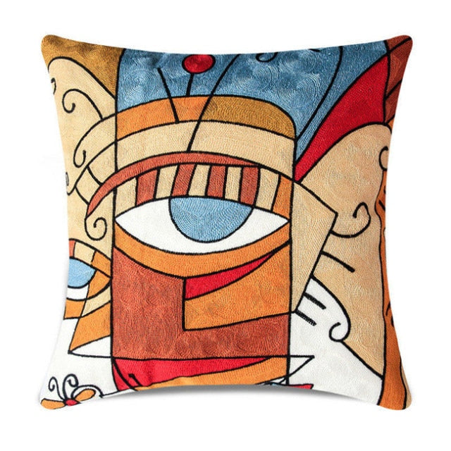 Embroidery Pillowcase Cushions Covers Picasso Decorative Throw Pillows Covers for Sofa Car Abstract Pillowcase