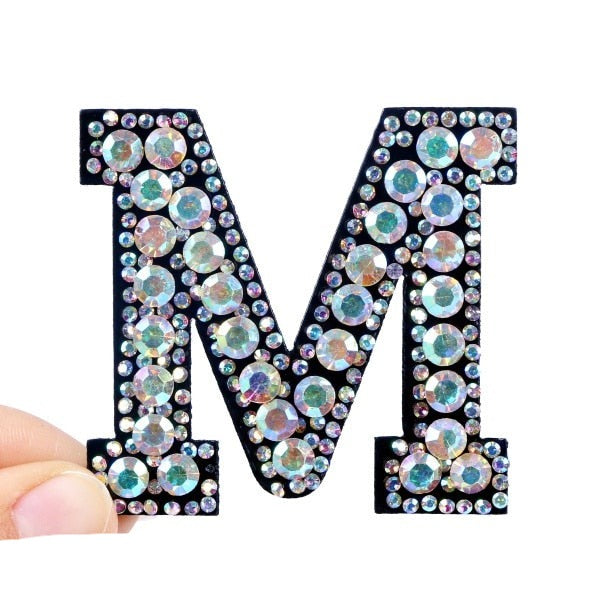 patches rhinestone parches English alphabet letter applique 3D iron on patches for clothing badge paste clothes patch