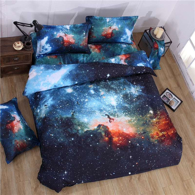 3D Nebala Outer Space Star Galaxy Bedding Set 2 or 3 or 4 pcs Polyester Cotton Duvet Cover Flat Sheet Pillowcase Queen Twin Size