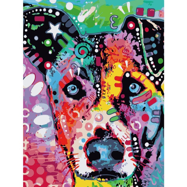 color Dog series Diy painting number diy oil paint by numbers kit painting canvas painting by numbers for kids adults art paint