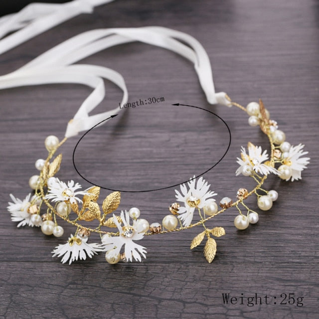 Bride Wedding Hair Accessories Gorgeous Flower Headbands Braided Hair Vine Pearl Headpiece Hair Ornament For Women Girls-Dollar Bargains Online Shopping Australia