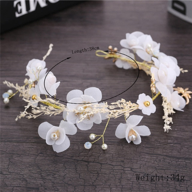 Bride Wedding Hair Accessories Gorgeous Flower Headbands Braided Hair Vine Pearl Headpiece Hair Ornament For Women Girls-Dollar Bargains Online Shopping Australia