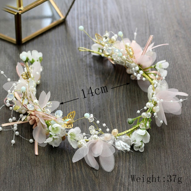 Bride Wedding Hair Accessories Gorgeous Flower Headbands Braided Hair Vine Pearl Headpiece Hair Ornament For Women Girls-Dollar Bargains Online Shopping Australia