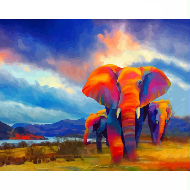 elephant series diy oil digital painting by numbers kits abstract acrylic paint by numbers for adults home decor