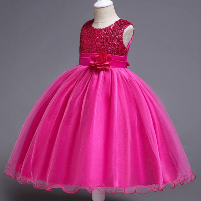 Baby Girls Sequins Flower Party Tutu Dress Clothes Children Girls Wedding Birthday Dress Clothing Infant Kids Christmas Costume