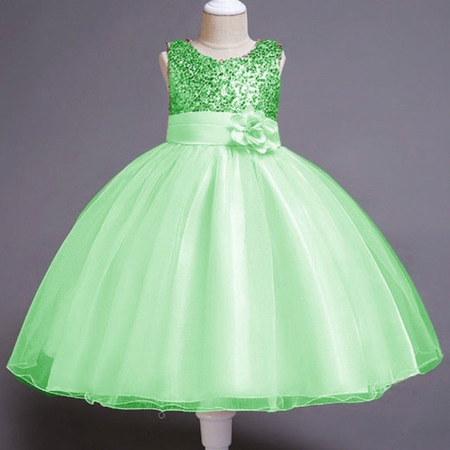 Baby Girls Sequins Flower Party Tutu Dress Clothes Children Girls Wedding Birthday Dress Clothing Infant Kids Christmas Costume