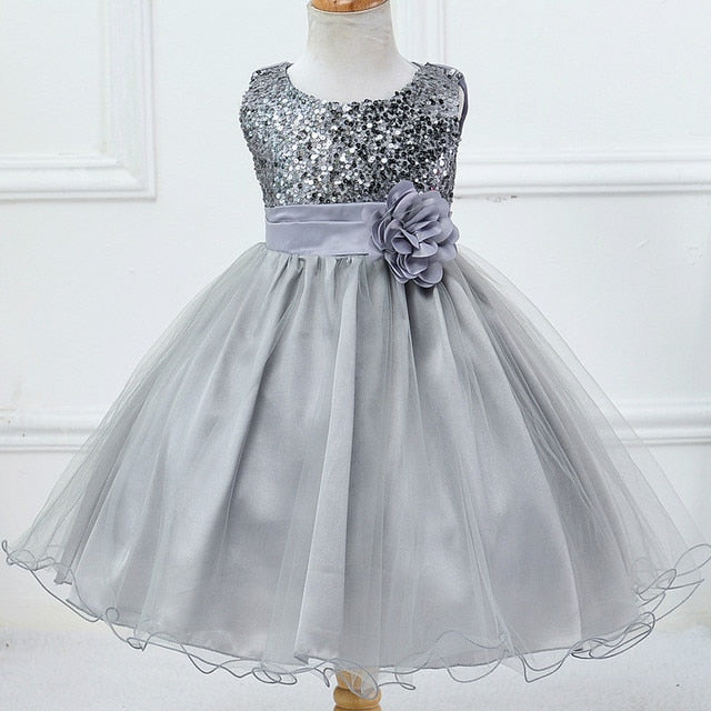 Baby Girls Sequins Flower Party Tutu Dress Clothes Children Girls Wedding Birthday Dress Clothing Infant Kids Christmas Costume
