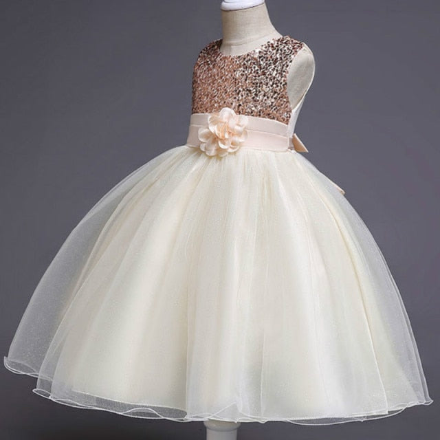 Baby Girls Sequins Flower Party Tutu Dress Clothes Children Girls Wedding Birthday Dress Clothing Infant Kids Christmas Costume