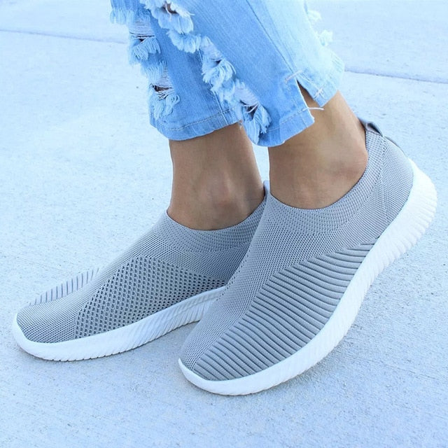 Women Shoes Knitting Sock Sneakers Women Spring Summer Slip On Flat Shoes Women Plus Size Loafers Flats Walking