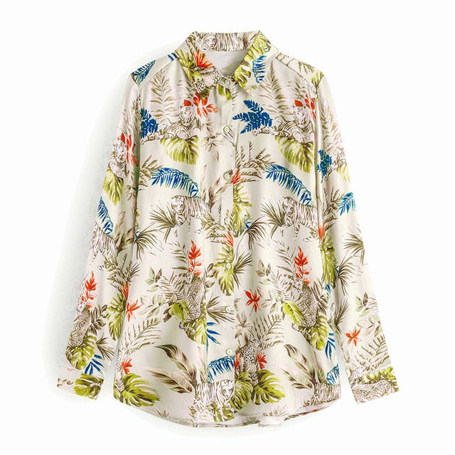 Leopard Stylish Shirt Women Turn Down Collar Office Fashion Female Blouse Long Sleeve Plus Size Lady Tops Blusa Feminina-Dollar Bargains Online Shopping Australia