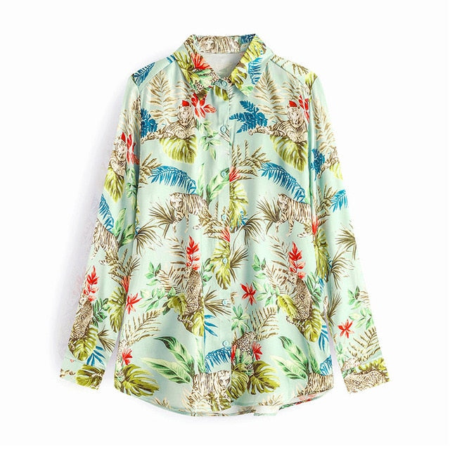 Leopard Stylish Shirt Women Turn Down Collar Office Fashion Female Blouse Long Sleeve Plus Size Lady Tops Blusa Feminina-Dollar Bargains Online Shopping Australia