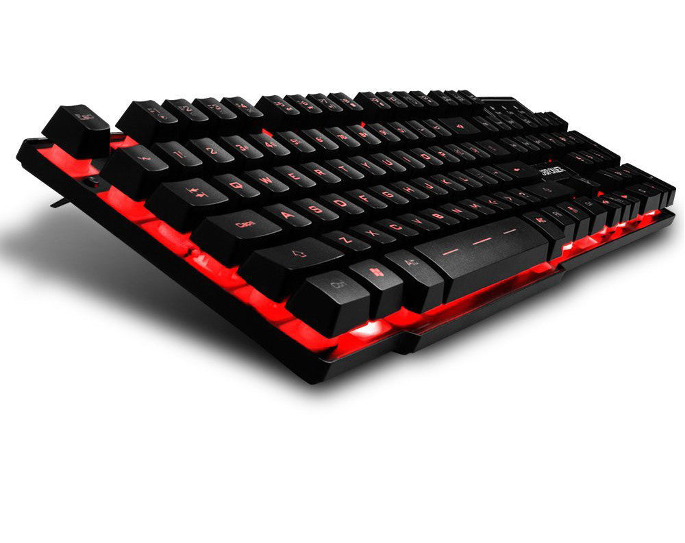 English 3 Color Backlight Gaming Keyboard Teclado Gamer Floating LED B