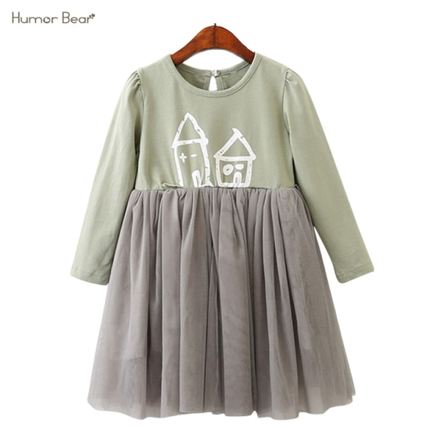 Children Clothing Dress New Lovely  Princess Dress Printing Flowers Kids Dresses Girls Dress