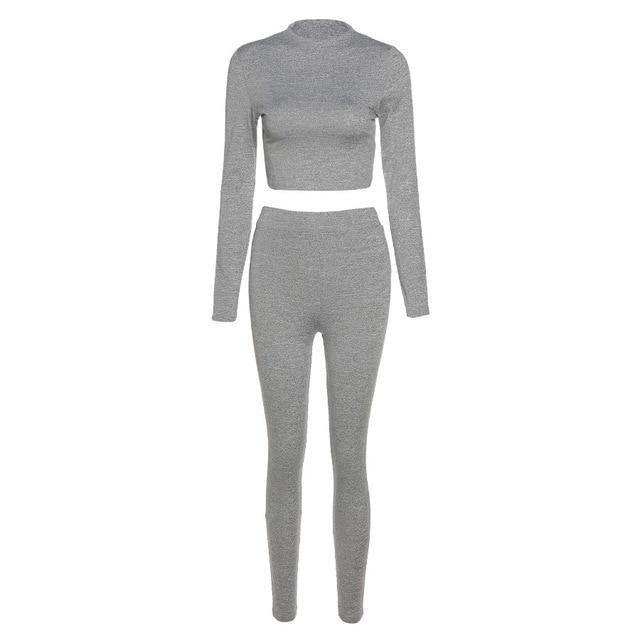 Tracksuit women turtleneck full sleeveless crop top+leggings matching set stretchy sporty fitness casual outfits-Dollar Bargains Online Shopping Australia