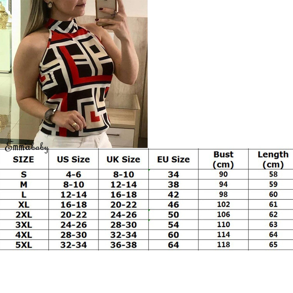 Summer Women's Sleeveless Casual Shirt High Collar Hanging Neck Slim Commuter Shirt Five Colors Sizes S-XXL-Dollar Bargains Online Shopping Australia