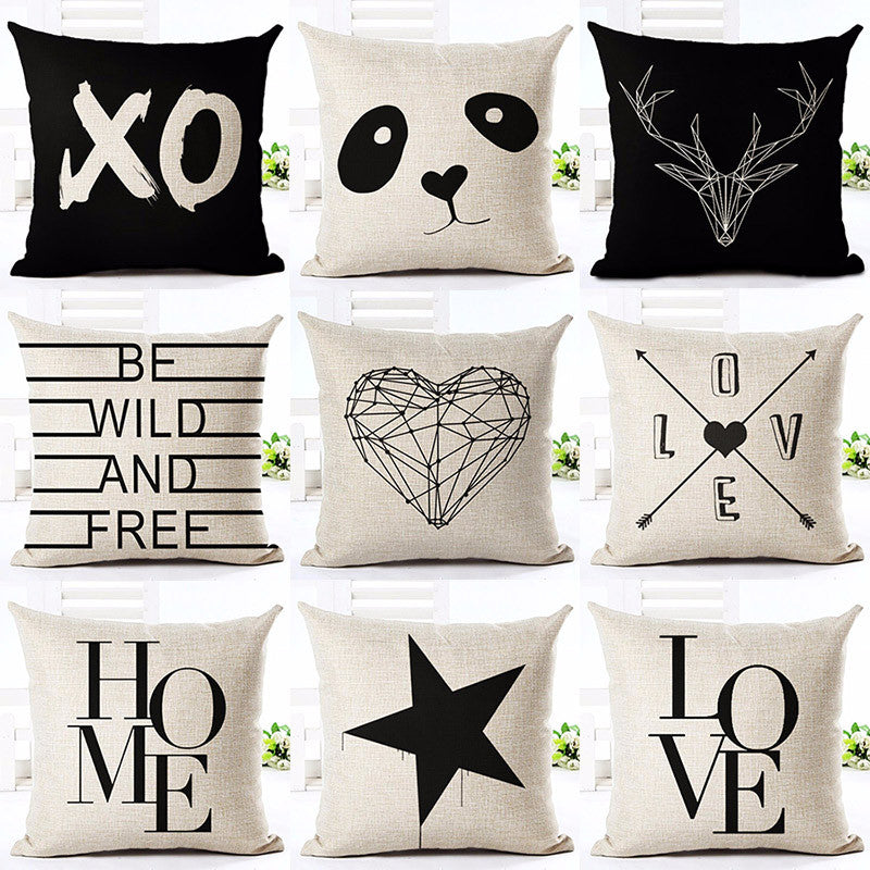 Deer Love Star Panda Printed Cotton Linen Pillowcase Decorative Pillows Cushion Use For Home Sofa Car Office