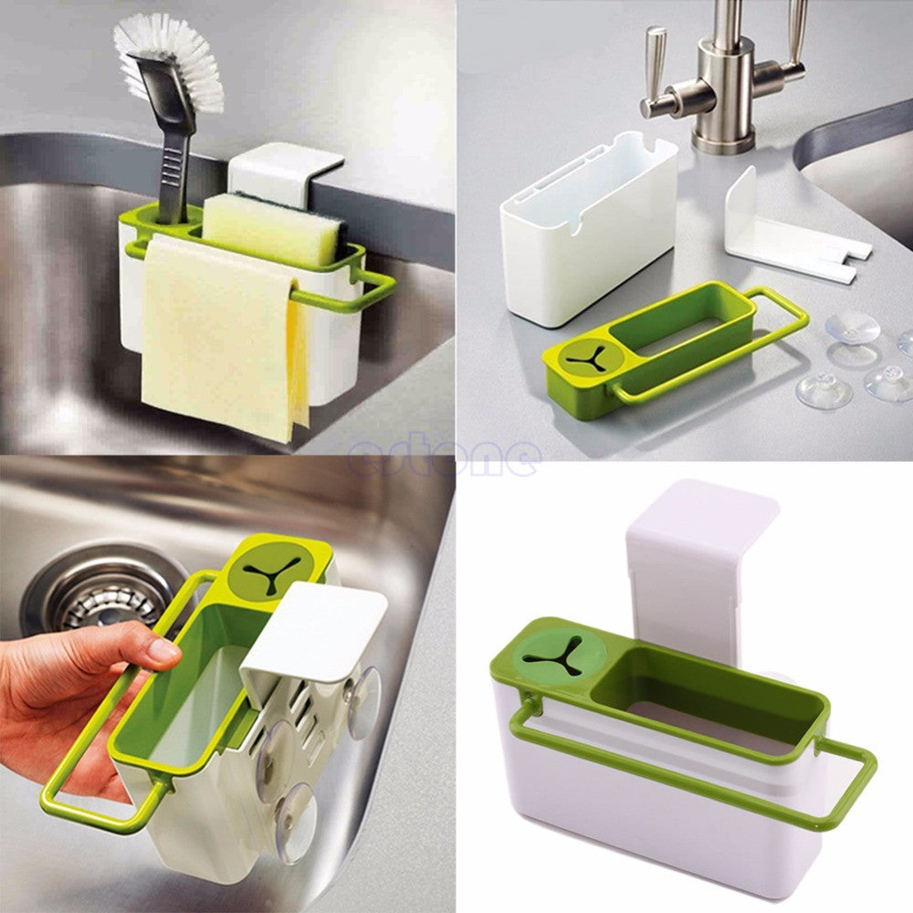 Suction Cup Base Kitchen Brush Sponge Sink Draining Towel Rack Washing Holder