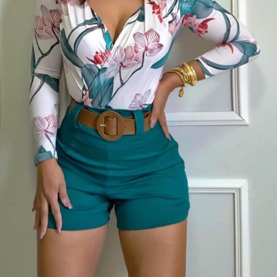 Spring Women Flower Printing Long Sleeve Pant Sets 2 Piece Set-Dollar Bargains Online Shopping Australia