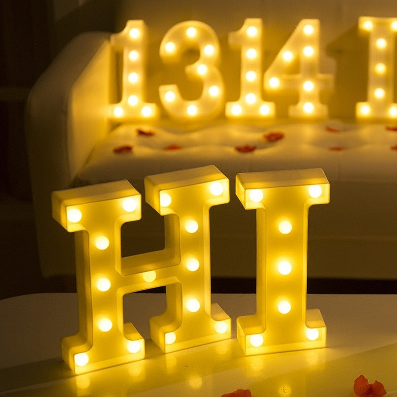 Decorative Letters Alphabet Letter LED Lights Luminous Number Lamp Dec