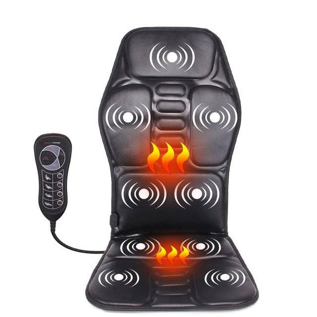 Electric Portable Heating Vibrating Back Massager Chair In Cushion Car Home Office Lumbar Neck Mattress Pain Relief-Dollar Bargains Online Shopping Australia