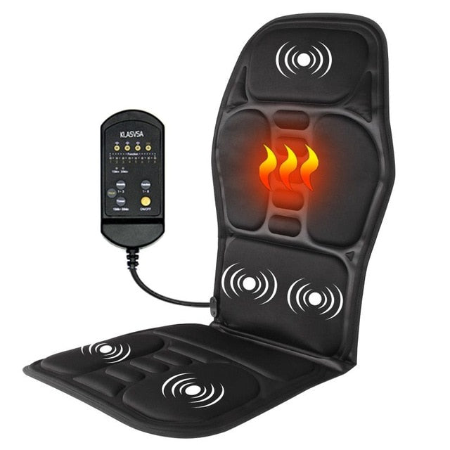 Electric Portable Heating Vibrating Back Massager Chair In Cushion Car Home Office Lumbar Neck Mattress Pain Relief-Dollar Bargains Online Shopping Australia