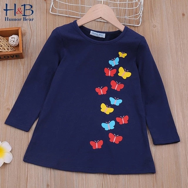 Children Clothing Dress New Lovely  Princess Dress Printing Flowers Kids Dresses Girls Dress