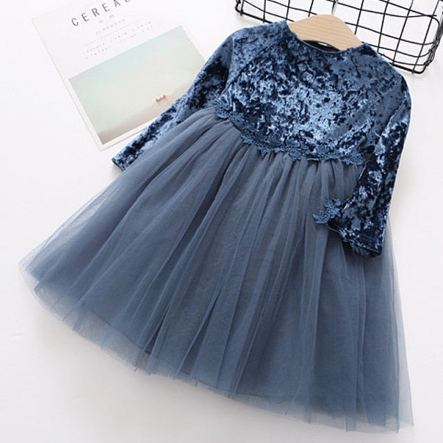 Girls Dress New  Casual Long Sleeves lace Mesh Kids Dresses For Girl Autumn Clothing Princess Party Dress