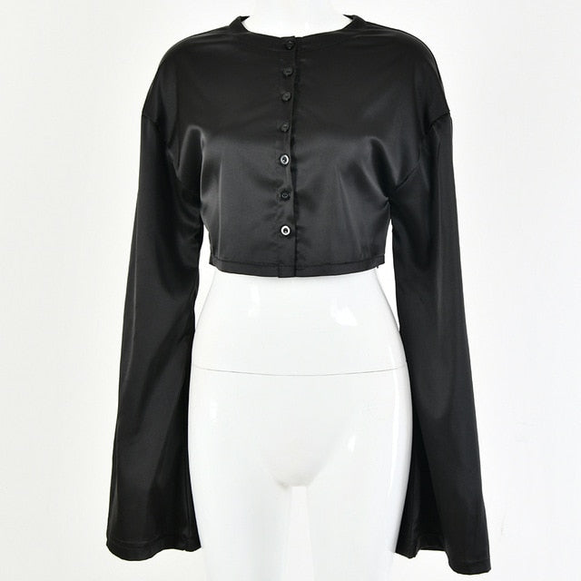 Casual Satin Two Piece Dress Set For Women White O-neck Button Top Bandage Mini Pencil Skirts Outfits Fashion Party Suit-Dollar Bargains Online Shopping Australia