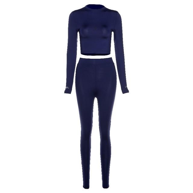 Tracksuit women turtleneck full sleeveless crop top+leggings matching set stretchy sporty fitness casual outfits-Dollar Bargains Online Shopping Australia