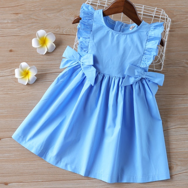 Girls Dress Sleeveless Baby Kids Clothes Summer Children Clothing Leaf Embroidery Girl Clothes Toddler Dresses-Dollar Bargains Online Shopping Australia