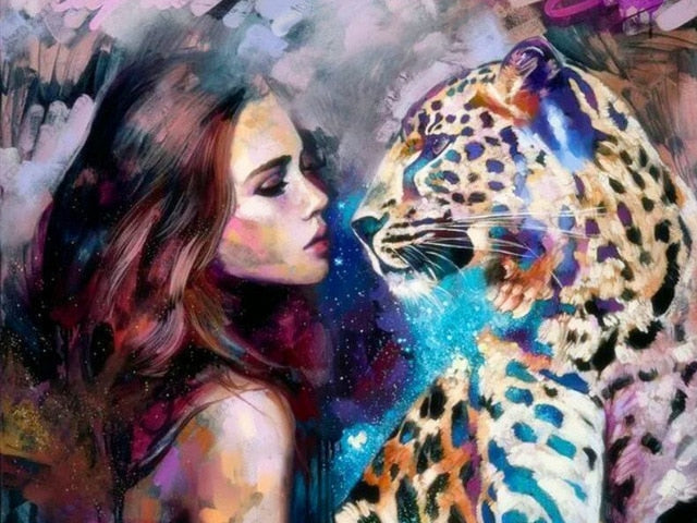 Animals DIY Painting By Numbers Hand Painted Oil Painting Canvas Colouring Unique Gift Home Decor