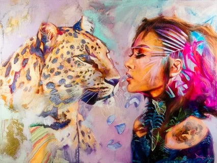 Animals DIY Painting By Numbers Hand Painted Oil Painting Canvas Colouring Unique Gift Home Decor