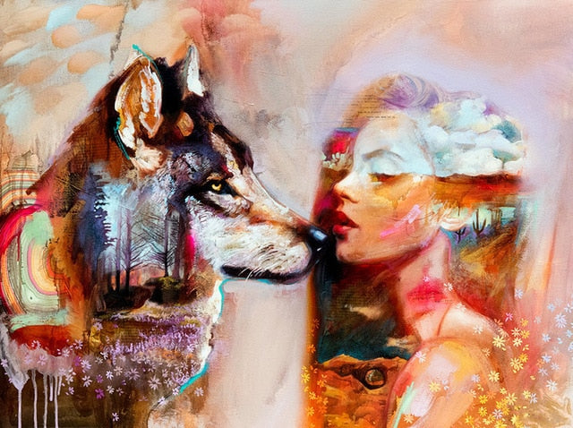 Animals DIY Painting By Numbers Hand Painted Oil Painting Canvas Colouring Unique Gift Home Decor