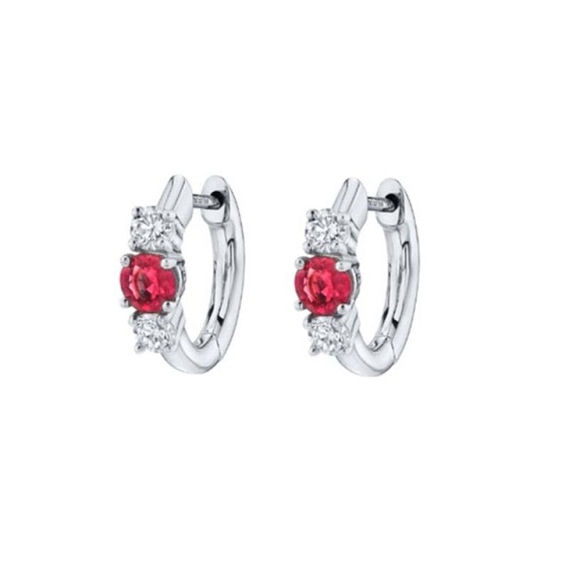 925 Sterling Silver Rose Red Crystal Series Stud Earrings For Women Cubic Zirconia Jeweled Butterfly Flower Ear Stud Gift-Dollar Bargains Online Shopping Australia
