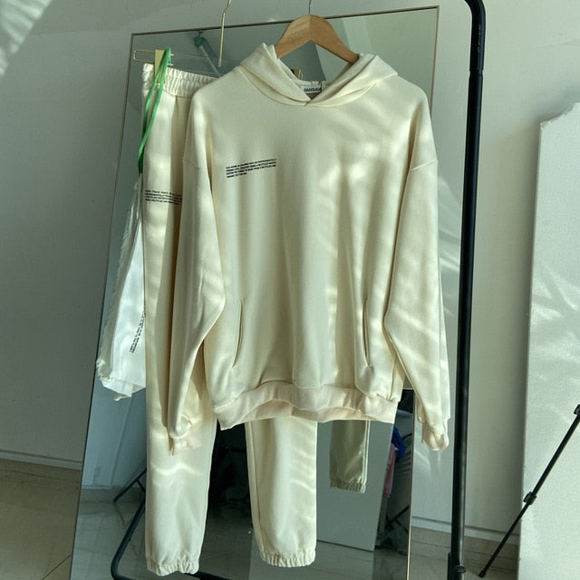 Solid Cotton Hooded Sweatshirts Hoodies Track Pants Joggers Women Tracksuits Two Piece Sets Sweatpants Sweatsuits Spring Female-Dollar Bargains Online Shopping Australia