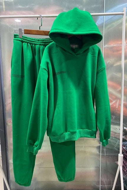 Solid Cotton Hooded Sweatshirts Hoodies Track Pants Joggers Women Tracksuits Two Piece Sets Sweatpants Sweatsuits Spring Female-Dollar Bargains Online Shopping Australia