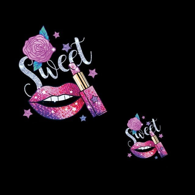 Leopard Print Lips Patches For Clothes Heat Transfer Thermal Stickers DIY Washable T-Shirts Iron On Transfer  Girls Lips Patches