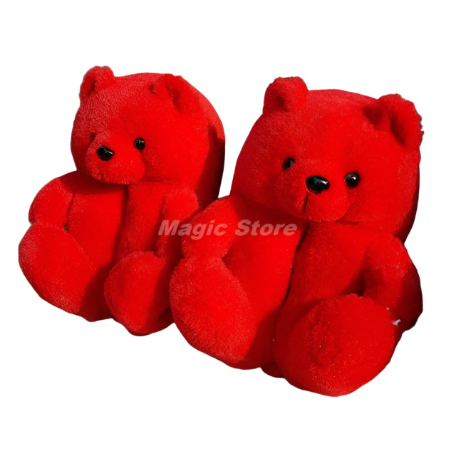 Teddy Bear women christmas plush slippers Cartoon Cute Bear House Slipper Furry Faux Fur Slides Woman Furry-Dollar Bargains Online Shopping Australia