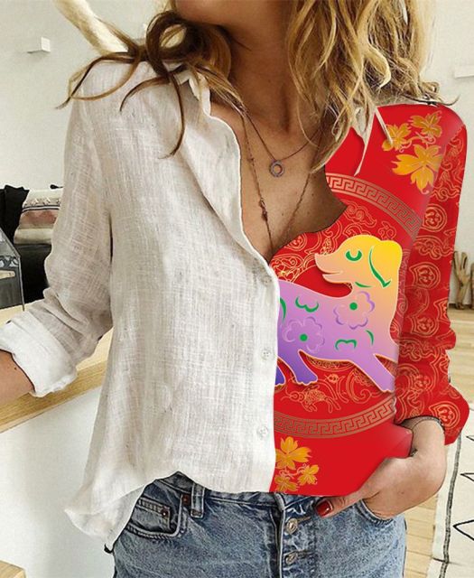 Turn Down Collar Long Sleeve Blouse Women Shirts Elegant Print Autumn Casual Office Button Shirt Tops-Dollar Bargains Online Shopping Australia